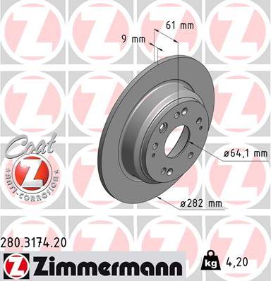 Zimmermann 280.3174.20 - Гальмівний диск avtolavka.club