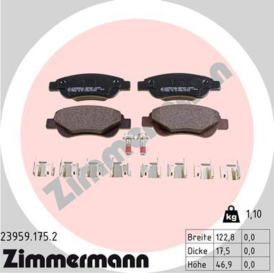 Zimmermann 23959.175.2 - Гальмівні колодки, дискові гальма avtolavka.club