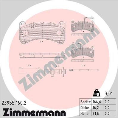 Zimmermann 23955.160.2 - Гальмівні колодки, дискові гальма avtolavka.club
