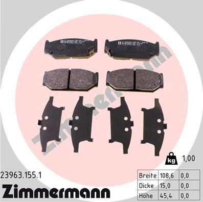 Zimmermann 23963.155.1 - Гальмівні колодки, дискові гальма avtolavka.club