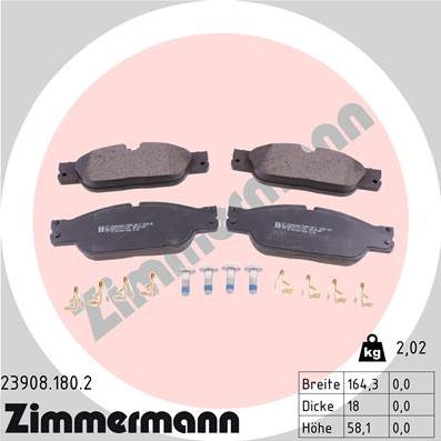 Zimmermann 23908.180.2 - Гальмівні колодки, дискові гальма avtolavka.club