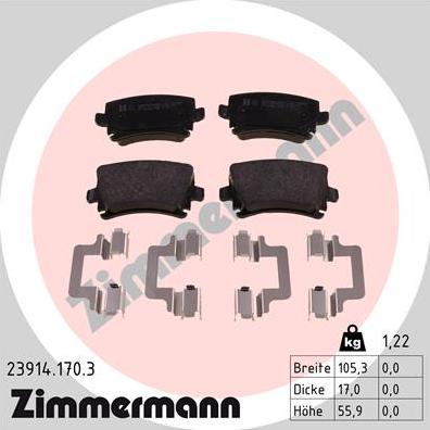 Zimmermann 23914.170.3 - Гальмівні колодки, дискові гальма avtolavka.club