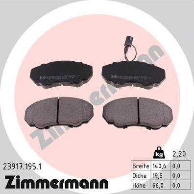 Zimmermann 23917.195.1 - Гальмівні колодки, дискові гальма avtolavka.club
