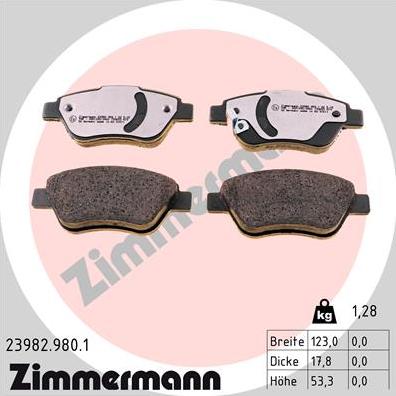 Zimmermann 23982.980.1 - Гальмівні колодки, дискові гальма avtolavka.club