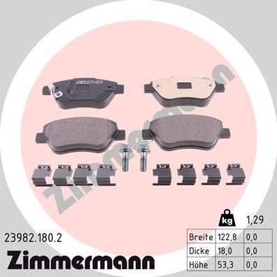 Zimmermann 23982.180.2 - Гальмівні колодки, дискові гальма avtolavka.club