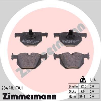 Zimmermann 23448.170.1 - Гальмівні колодки, дискові гальма avtolavka.club