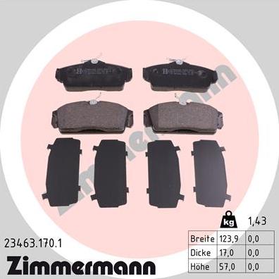 Zimmermann 23463.170.1 - Гальмівні колодки, дискові гальма avtolavka.club