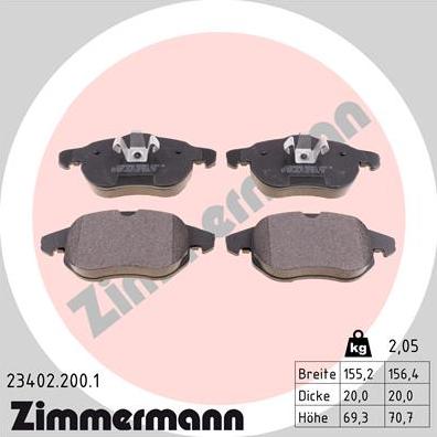 Zimmermann 23402.200.1 - Гальмівні колодки, дискові гальма avtolavka.club