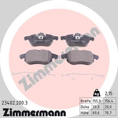 Zimmermann 23402.200.3 - Гальмівні колодки, дискові гальма avtolavka.club