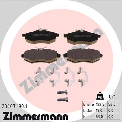 Zimmermann 23407.190.1 - Гальмівні колодки, дискові гальма avtolavka.club