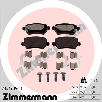 Zimmermann 23417.150.1 - Гальмівні колодки, дискові гальма avtolavka.club