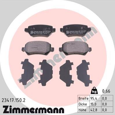 Zimmermann 23417.150.2 - Гальмівні колодки, дискові гальма avtolavka.club