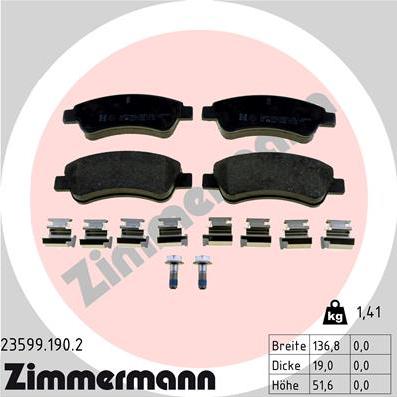 Zimmermann 23599.190.2 - Гальмівні колодки, дискові гальма avtolavka.club