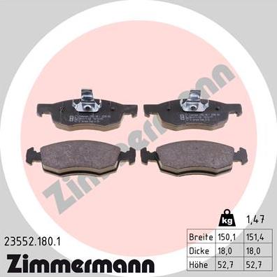 Zimmermann 23552.180.1 - Гальмівні колодки, дискові гальма avtolavka.club