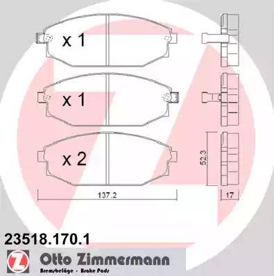 Zimmermann 23518.170.1 - Гальмівні колодки, дискові гальма avtolavka.club