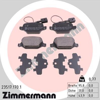 Zimmermann 23517.170.1 - Гальмівні колодки, дискові гальма avtolavka.club