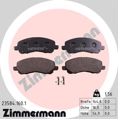 Zimmermann 23584.160.1 - Гальмівні колодки, дискові гальма avtolavka.club