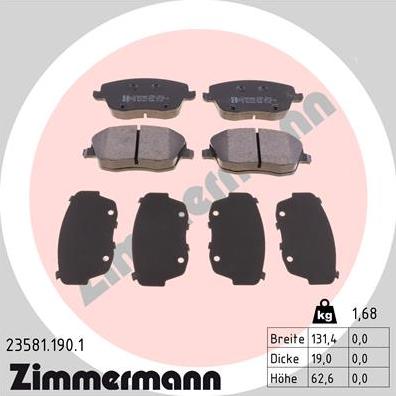 Zimmermann 23581.190.1 - Гальмівні колодки, дискові гальма avtolavka.club