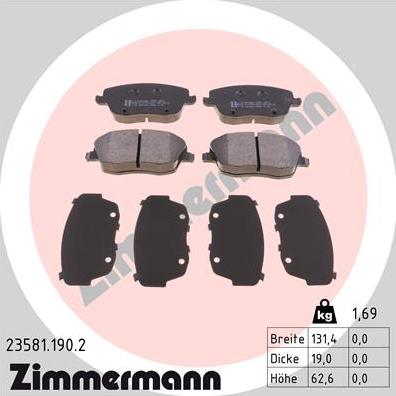 Zimmermann 23581.190.2 - Гальмівні колодки, дискові гальма avtolavka.club