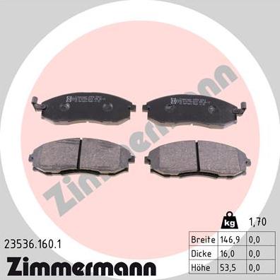 Zimmermann 23536.160.1 - Гальмівні колодки, дискові гальма avtolavka.club