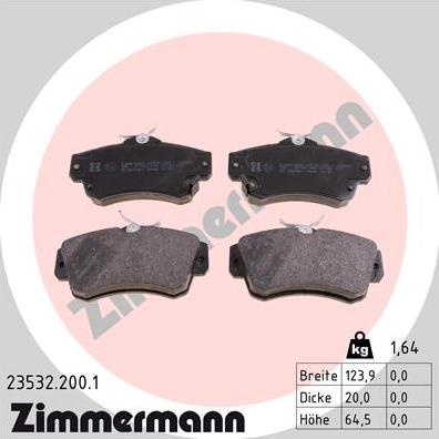 Zimmermann 23532.200.1 - Гальмівні колодки, дискові гальма avtolavka.club