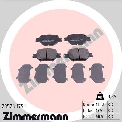 Zimmermann 23526.175.1 - Гальмівні колодки, дискові гальма avtolavka.club