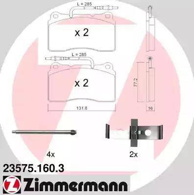 Zimmermann 23575.160.3 - Гальмівні колодки, дискові гальма avtolavka.club