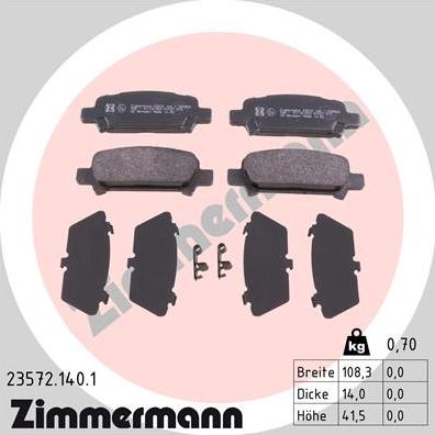 Zimmermann 23572.140.1 - Гальмівні колодки, дискові гальма avtolavka.club