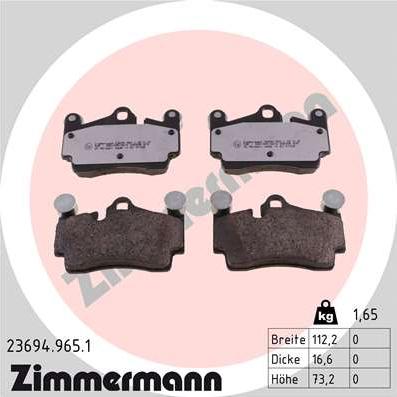 Zimmermann 23694.965.1 - Гальмівні колодки, дискові гальма avtolavka.club