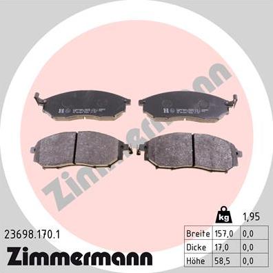 Zimmermann 23698.170.1 - Гальмівні колодки, дискові гальма avtolavka.club
