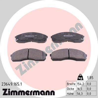 Zimmermann 23649.165.1 - Гальмівні колодки, дискові гальма avtolavka.club