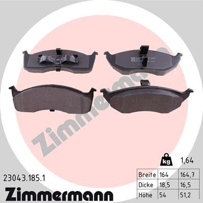 Zimmermann 23043.185.1 - Гальмівні колодки, дискові гальма avtolavka.club