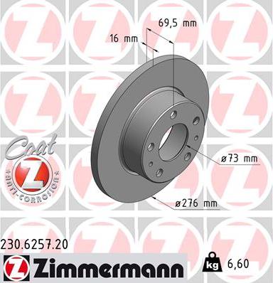 Zimmermann 230.6257.20 - Гальмівний диск avtolavka.club