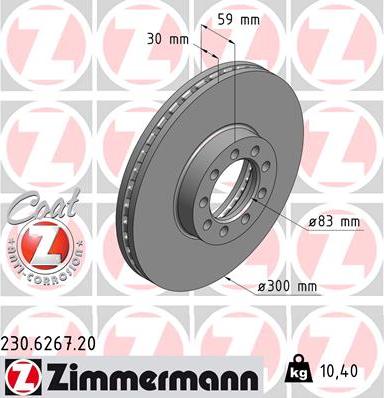 Zimmermann 230.6267.20 - Гальмівний диск avtolavka.club