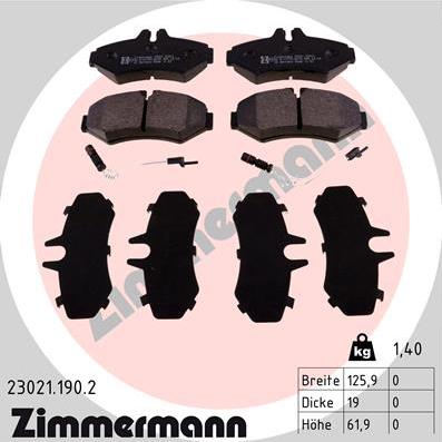 Zimmermann 23021.190.2 - Гальмівні колодки, дискові гальма avtolavka.club