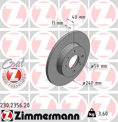 Zimmermann 230.2356.20 - Гальмівний диск avtolavka.club