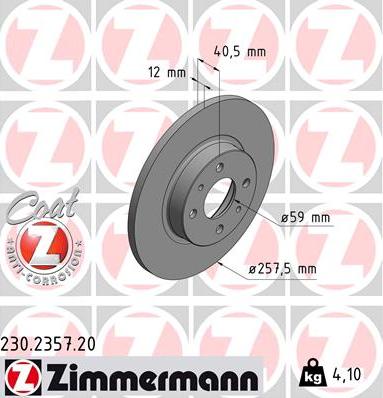 Zimmermann 230.2357.20 - Гальмівний диск avtolavka.club