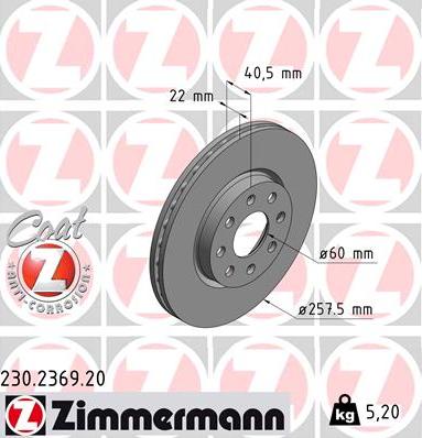 Zimmermann 230.2369.20 - Гальмівний диск avtolavka.club