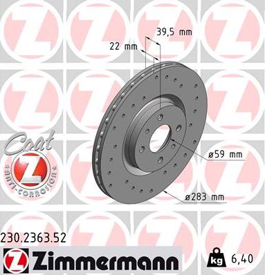 Zimmermann 230.2363.52 - Гальмівний диск avtolavka.club