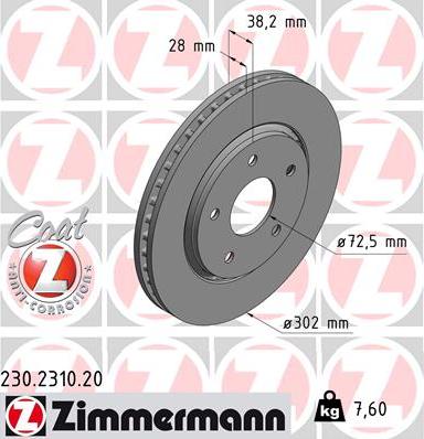 Zimmermann 230.2310.20 - Гальмівний диск avtolavka.club