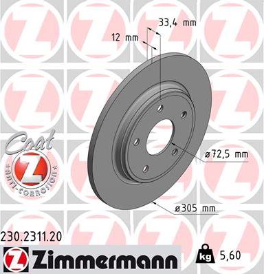 Zimmermann 230.2311.20 - Гальмівний диск avtolavka.club