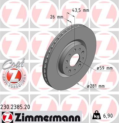 Zimmermann 230.2385.20 - Гальмівний диск avtolavka.club