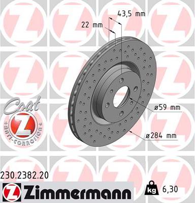 Zimmermann 230.2382.20 - Гальмівний диск avtolavka.club