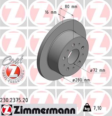 Zimmermann 230.2375.20 - Гальмівний диск avtolavka.club