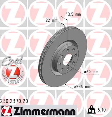 Zimmermann 230.2370.20 - Гальмівний диск avtolavka.club