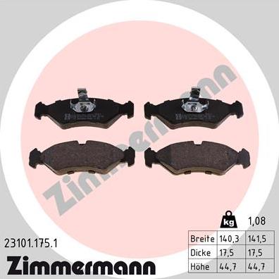 Zimmermann 23101.175.1 - Гальмівні колодки, дискові гальма avtolavka.club