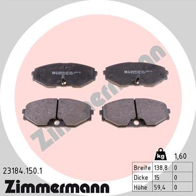 Zimmermann 23184.150.1 - Гальмівні колодки, дискові гальма avtolavka.club