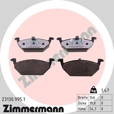 Zimmermann 23130.995.1 - Гальмівні колодки, дискові гальма avtolavka.club