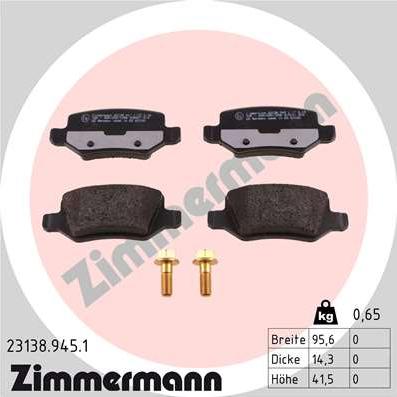 Zimmermann 23138.945.1 - Гальмівні колодки, дискові гальма avtolavka.club