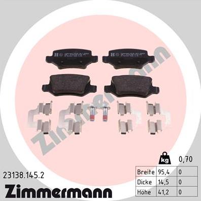 Zimmermann 23138.145.2 - Гальмівні колодки, дискові гальма avtolavka.club